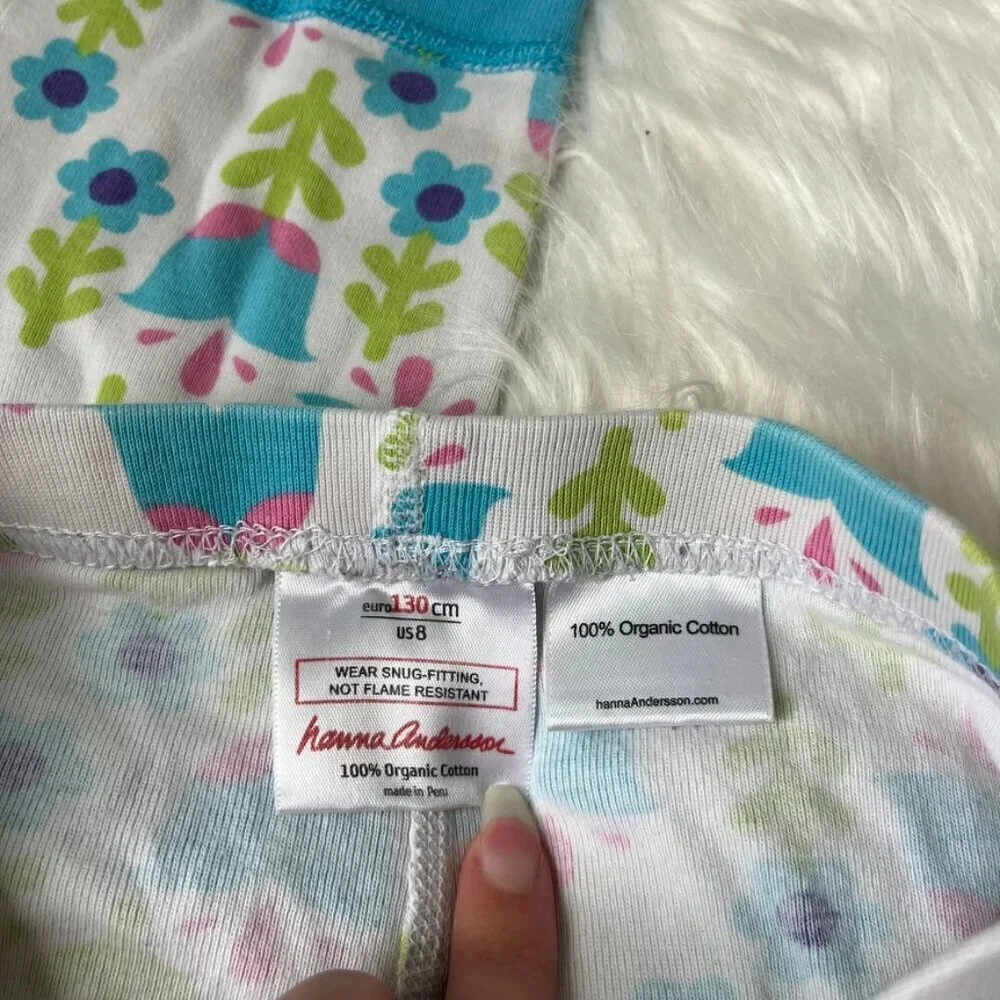 Hanna Andersson Flower Print Pajama Set Girls 8